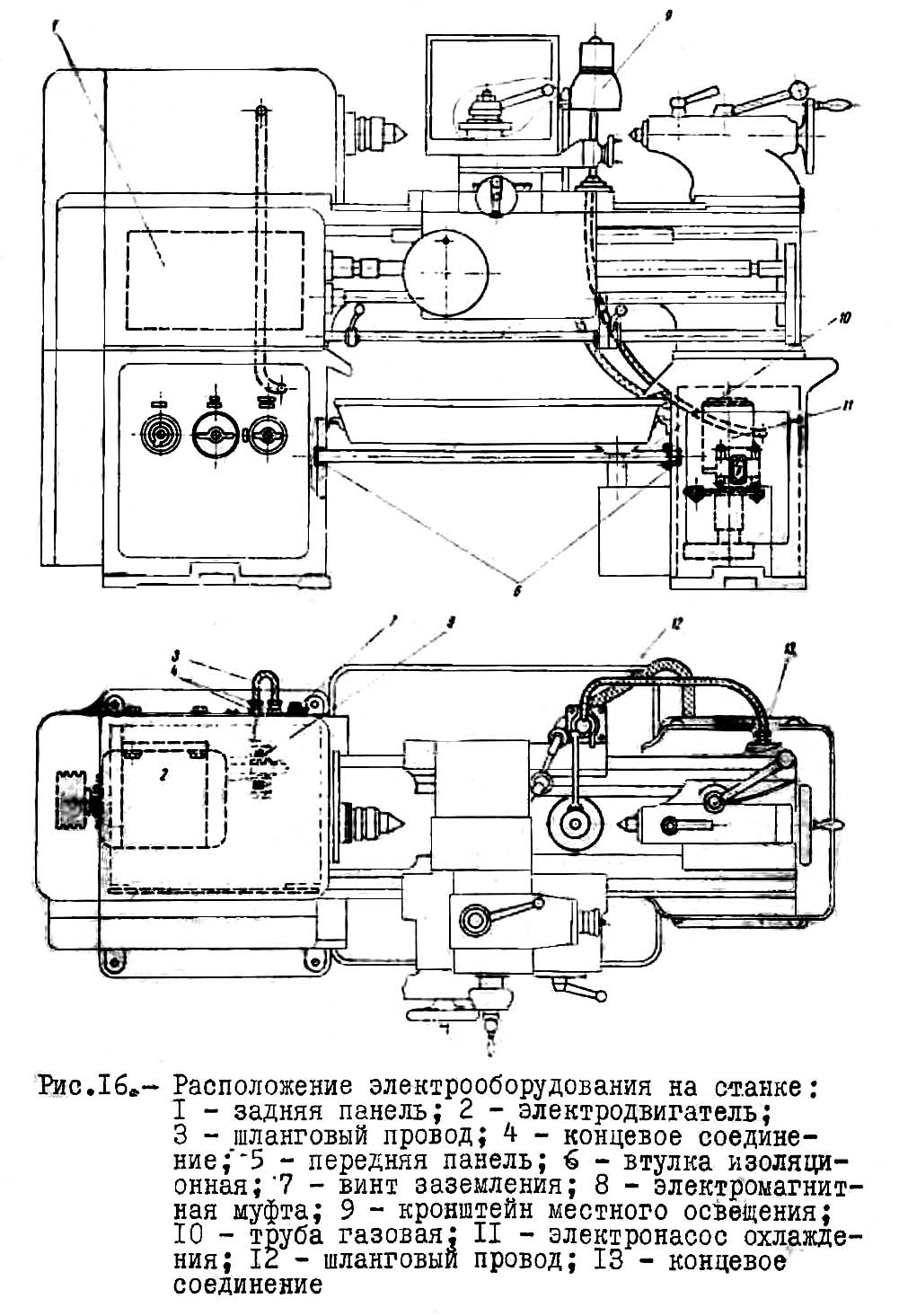 Схема розташування електроустаткування токарно-гвинторізного верстата 1Б61, 1Л61 Схема розташування електроустаткування токарно-гвинторізного верстата 1Б61, 1Л61